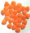 30 12mm Marble Orange & White Glass Heart Beads